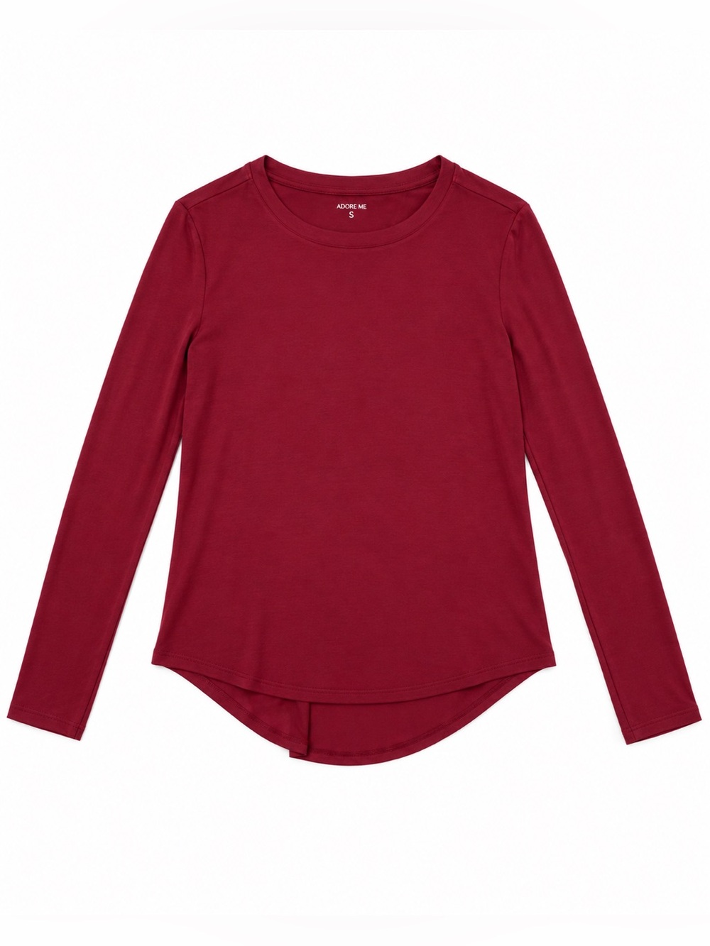 Adore Me Burgundy Long Sleeve Crewneck Top Size S